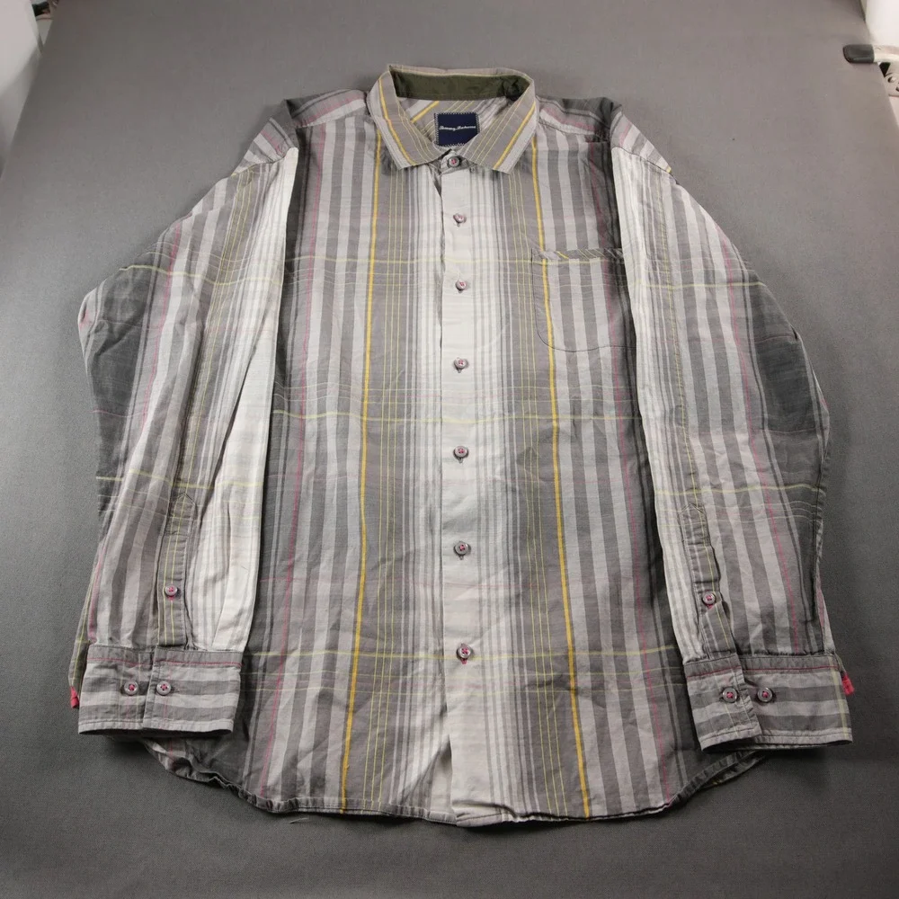Tommy Bahama Stripe Long Sleeve Men Shirt XXL Vacation Retro Resort Coastal